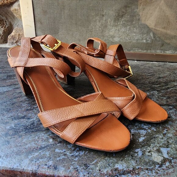 Lauren Ralph Lauren Brown Leather Luna Sandals Size 10B - Picture 16 of 16
